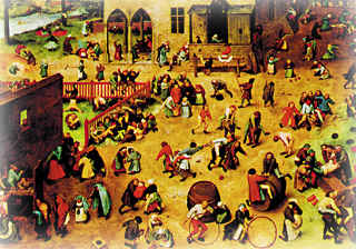 Pieter Brueghel d.Ä.: Kinderspiele [Klicken Sie, um ein größeres Bild zu sehen]