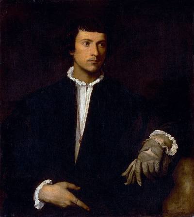 Mann mit dem Handschuh auf einem Gemälde von Tizian