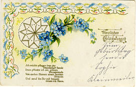 Blumen auf alter Litho - Ansichtskarte von 1905
