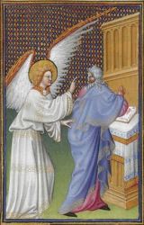 Zacharias und der Engel aus einem mittelalterlichen Manuskript