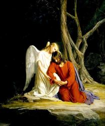 Jesus und Engel auf Bild von Carl Heinrich Bloch