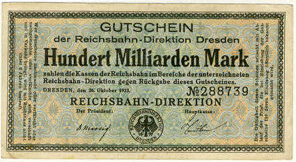 Notgeldschein der Deutschen Reichsbahn von 1923