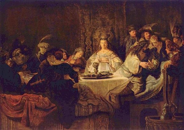 Rembrandt Gemälde von 1638, das Simsons Rätsel und Hochzeit darstellt