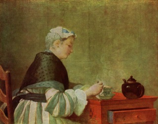 Die Teetrinkerin, Gemälde von Jean Siméon Chardin, 18. Jahrhundert