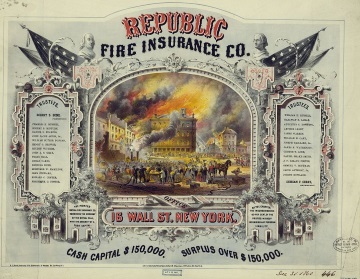 Versicherungszertifikat ausgestellt von der Republic Fire Insurance Co. of New York um 1860