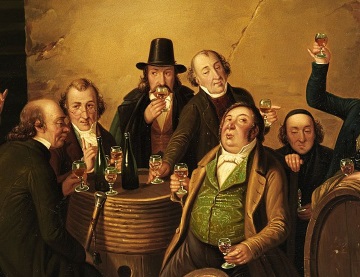 Die Weinprobe, 1843, Gemälde von Johann Peter Hasenclever